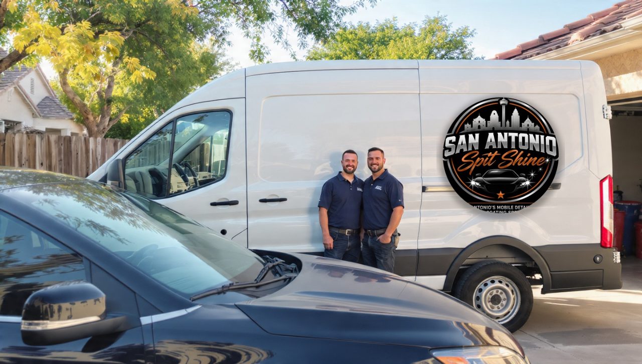 Spit Shine San Antonio founder with a freshly detailed vehicle